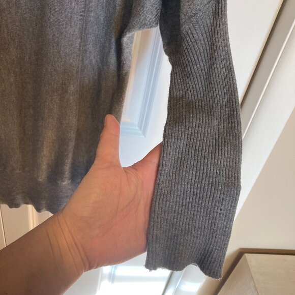 #75 DKNY Grey Sweater Dress with Silver Sequins, Size Small - Picture 4 of 7